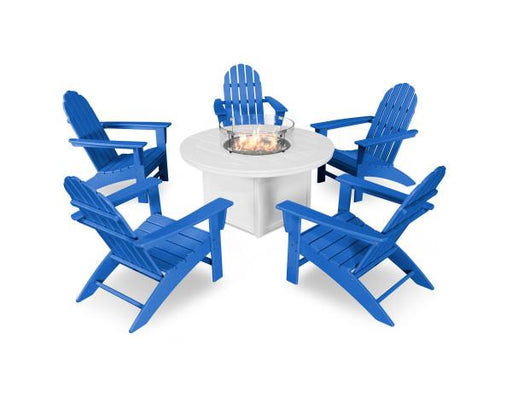 Polywood Polywood Pacific Blue Vineyard Adirondack 6-Piece Chat Set with Fire Pit Table Pacific Blue Adirondack Chair PWS415-1-10362 190609066559