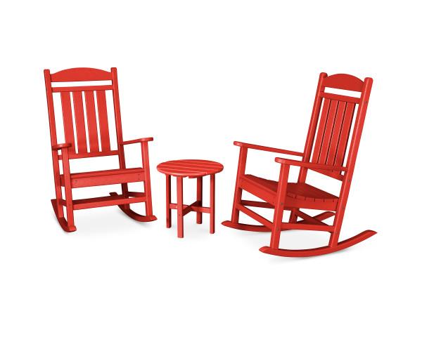 Polywood Polywood Presidential 3-Piece Rocker Set Sunset Red Rocking Chair PWS109-1-SR 845748031943