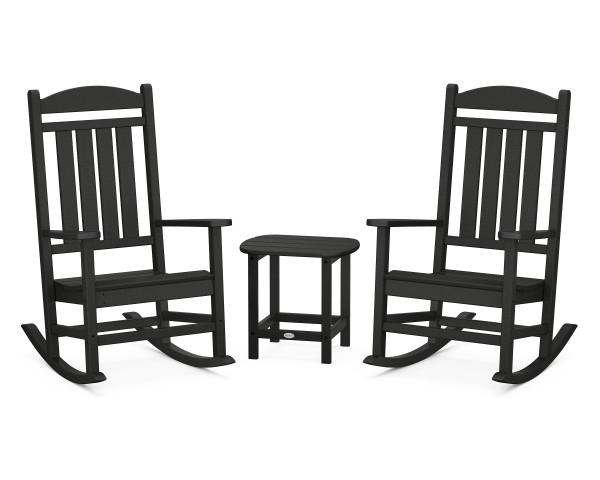 Polywood Polywood Presidential Rocker 3-Piece Set Black Rocking Chair PWS166-1-BL 845748070720