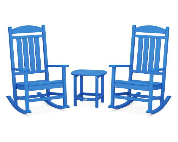 Polywood Polywood Presidential Rocker 3-Piece Set Pacific Blue Rocking Chair PWS166-1-PB 190609038518