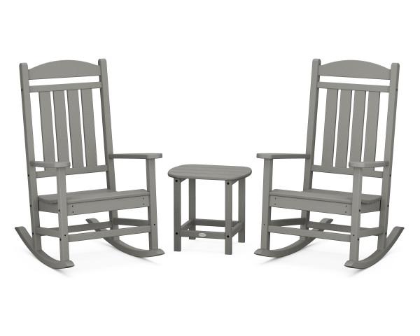 Polywood Polywood Presidential Rocker 3-Piece Set Slate Grey Rocking Chair PWS166-1-GY 190609038525