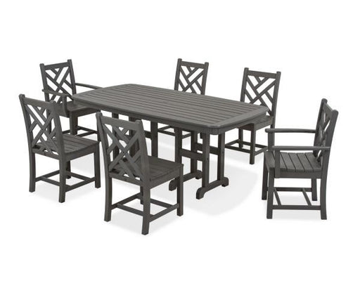 Polywood Polywood Slate Grey Chippendale 7-Piece Dining Set Slate Grey Dining Sets PWS121-1-GY 845748050326