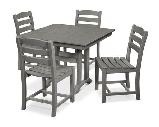 Polywood Polywood Slate Grey La Casa Caf‚ 5-Piece Farmhouse Trestle Side Chair Dining Set Slate Grey Dining Sets PWS438-1-GY 190609083693