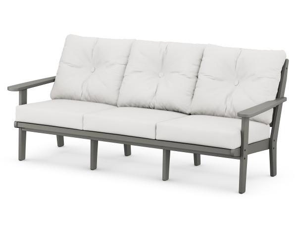 Polywood Polywood Slate Grey Lakeside Deep Seating Sofa Slate Grey / Natural Linen Sofa 4413-GY152939 190609137129