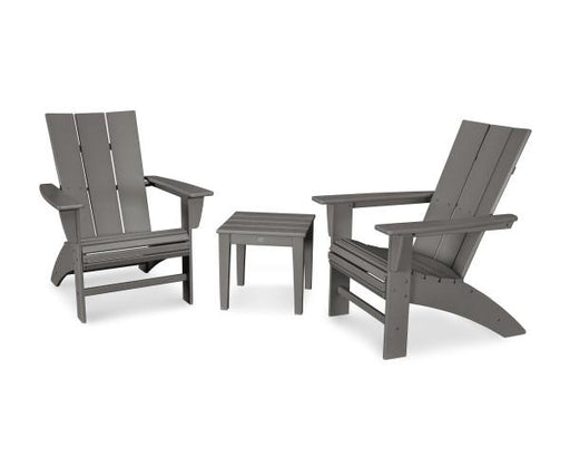 Polywood Polywood Slate Grey Modern 3-Piece Curveback Adirondack Set Slate Grey Adirondack Chair PWS420-1-GY 190609071768