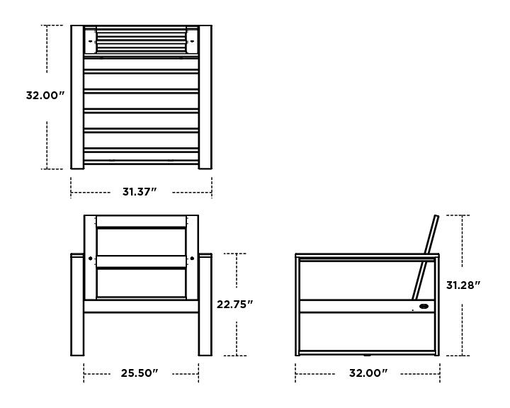 Polywood Polywood Slate Grey Modular Armless Chair Slate Grey / Natural Linen Chairs 4601C-GY152939 190609140129