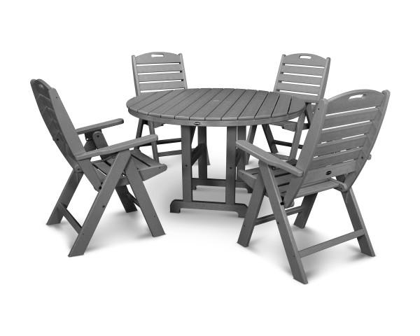 Polywood Polywood Slate Grey Nautical 5-Piece Dining Set Slate Grey Dining Sets PWS260-1-GY 845748095006