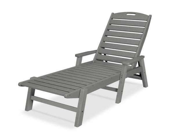 Polywood Polywood Slate Grey Nautical Chaise with Arms Slate Grey Chaise Lounger NCC2280GY 845748025546