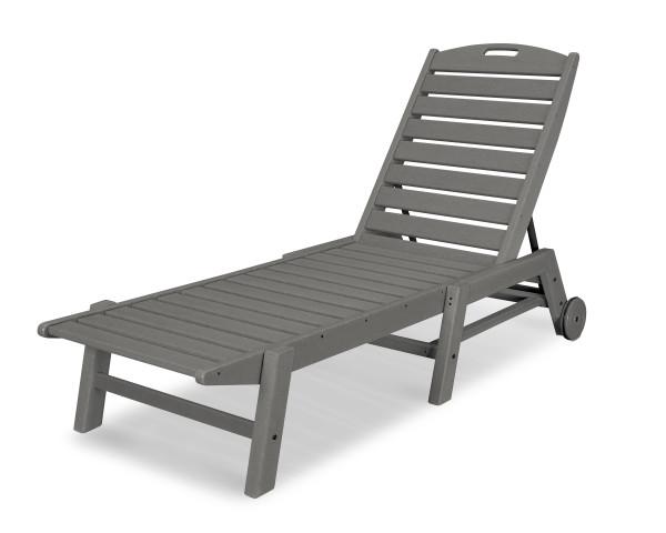 Polywood Polywood Slate Grey Nautical Chaise with Wheels Slate Grey Chaise Lounger NAW2280GY 845748055741