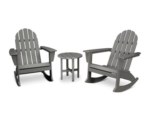 Polywood Polywood Slate Grey Vineyard 3-Piece Adirondack Rocking Chair Set Slate Grey Rocking Chair PWS408-1-GY 190609064425