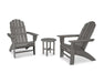 Polywood Polywood Slate Grey Vineyard 3-Piece Curveback Adirondack Set Slate Grey Adirondack Chair PWS418-1-GY 190609071379