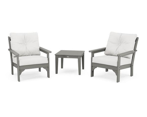 Polywood Polywood Slate Grey Vineyard 3-Piece Deep Seating Set Slate Grey / Natural Linen Seating Sets PWS402-2-GY152939 190609171987