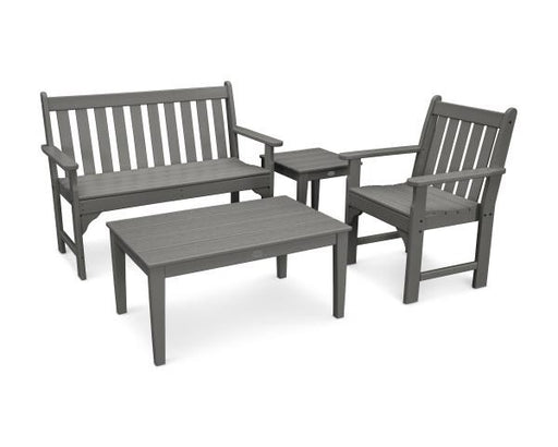 Polywood Polywood Slate Grey Vineyard 4-Piece Bench Seating Set Slate Grey Seating Sets PWS356-1-GY 190609058820