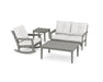 Polywood Polywood Slate Grey Vineyard 4-Piece Deep Seating Rocker Set Slate Grey / Natural Linen Rocking Chair PWS397-2-GY152939 190609171918