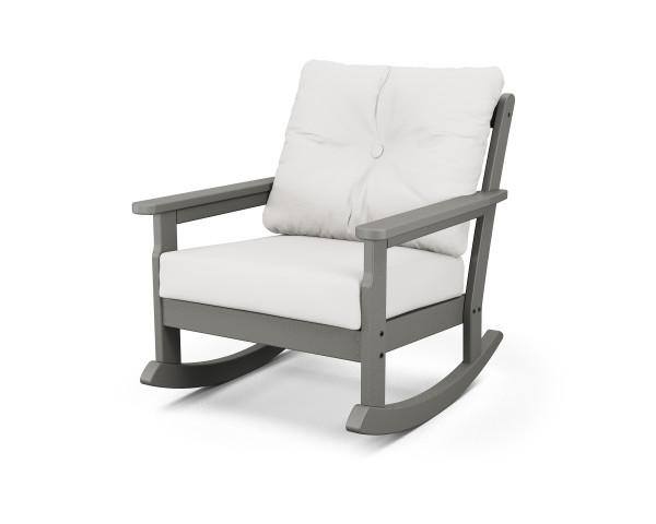 Polywood Polywood Slate Grey Vineyard Deep Seating Rocking Chair Slate Grey / Natural Linen Rocking Chair GNR23GY-152939 190609172304