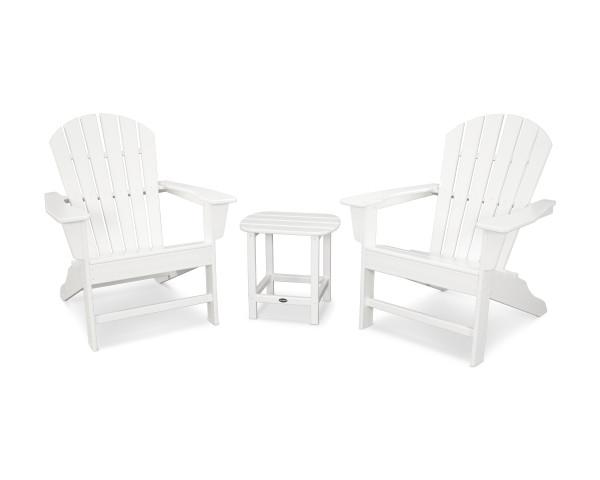 Polywood Polywood South Beach Adirondack 3-Piece Set White Adirondack Chair PWS175-1-WH 845748070874