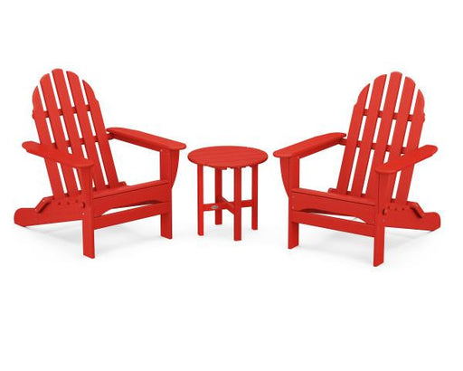 Polywood Polywood Sunset Red Classic Folding Adirondack 3-Piece Set Sunset Red Adirondack Chair PWS214-1-SR 845748070911