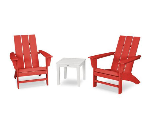 Polywood Polywood Sunset Red Modern Adirondack 3-Piece Set Sunset Red Adirondack Chair PWS502-1-10451 190609133343