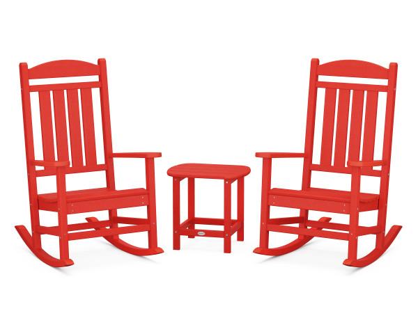 Polywood Polywood Sunset Red Presidential Rocker 3-Piece Set Sunset Red Rocking Chair PWS166-1-SR 190609007064