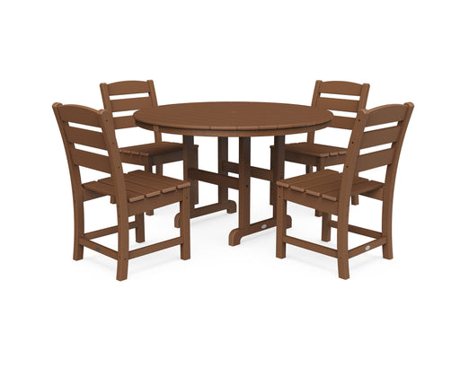 Polywood Polywood Teak Lakeside 5-Piece Round Side Chair Dining Set Teak Dining Sets PWS517-1-TE 190609144134