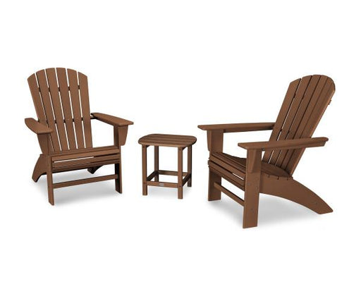 Polywood Polywood Teak Nautical 3-Piece Curveback Adirondack Set Teak Adirondack Chair PWS419-1-TE 190609071645