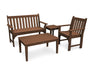 Polywood Polywood Teak Vineyard 4-Piece Bench Seating Set Teak Seating Sets PWS356-1-TE 190609058790