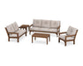 Polywood Polywood Teak Vineyard 5 Piece Deep Seating Set Teak / Dune Burlap Seating Sets PWS318-2-TE145999 190609171499