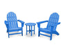 Polywood Polywood Vineyard 3-Piece Adirondack Set Pacific Blue Adirondack Chair PWS399-1-PB 190609058165