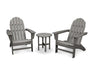 Polywood Polywood Vineyard 3-Piece Adirondack Set Slate Grey Adirondack Chair PWS399-1-GY 190609058134