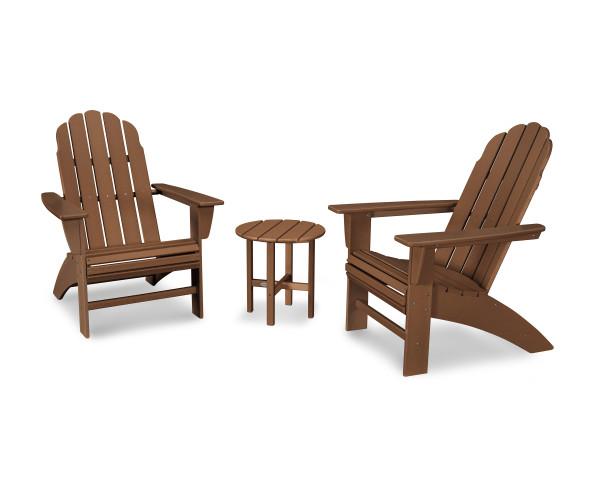 Polywood Polywood Vineyard 3-Piece Curveback Adirondack Set Teak Adirondack Chair PWS418-1-TE 190609071447