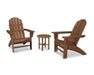 Polywood Polywood Vineyard 3-Piece Curveback Adirondack Set Teak Adirondack Chair PWS418-1-TE 190609071447
