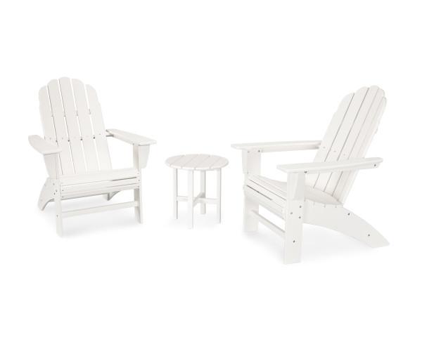 Polywood Polywood Vineyard 3-Piece Curveback Adirondack Set White Adirondack Chair PWS418-1-WH 190609071539