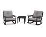 Polywood Polywood Vineyard 3-Piece Deep Seating Rocker Set Black / Grey Mist Rocking Chair PWS396-2-BL145980 190609171833