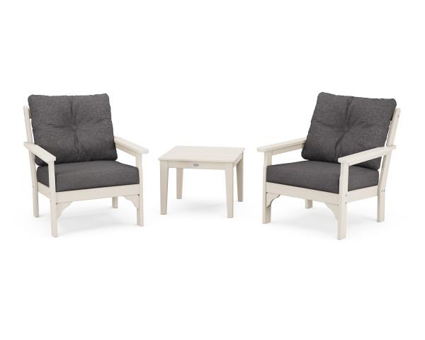 Polywood Polywood Vineyard 3-Piece Deep Seating Set Sand / Ash Charcoal Seating Sets PWS402-2-SA145986 190609171970