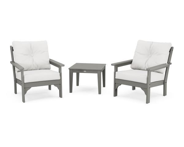 Polywood Polywood Vineyard 3-Piece Deep Seating Set Slate Grey / Natural Linen Seating Sets PWS402-2-GY152939 190609171987