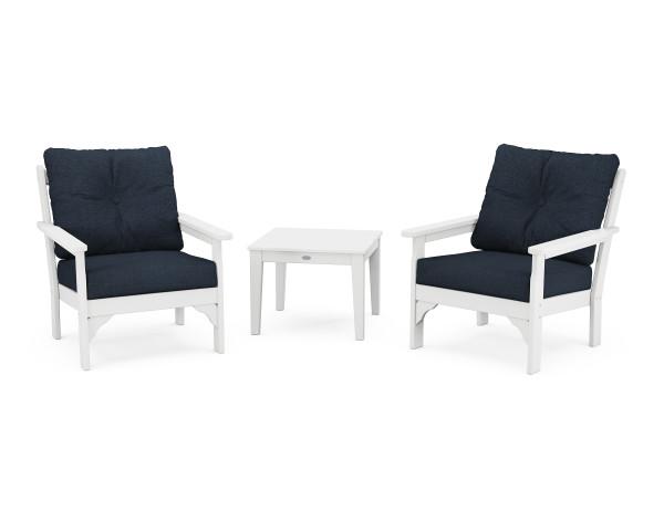 Polywood Polywood Vineyard 3-Piece Deep Seating Set White / Marine Indigo Seating Sets PWS402-2-WH145991 190609171932