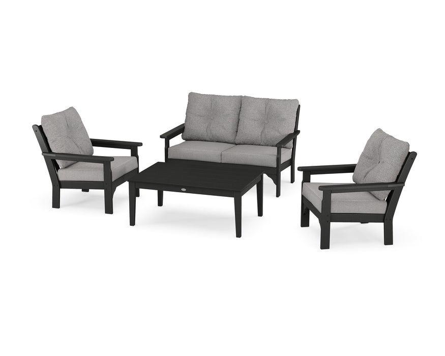 Polywood Polywood Vineyard 4-Piece Deep Seating Set Black / Grey Mist Seating Sets PWS317-2-BL145980 190609171437