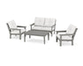 Polywood Polywood Vineyard 4-Piece Deep Seating Set Slate Grey / Natural Linen Seating Sets PWS317-2-GY152939 190609171451