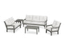 Polywood Polywood Vineyard 5 Piece Deep Seating Set Slate Grey / Natural Linen Seating Sets PWS318-2-GY152939 190609171529