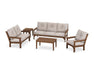 Polywood Polywood Vineyard 5 Piece Deep Seating Set Teak / Dune Burlap Seating Sets PWS318-2-TE145999 190609171499