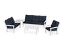 Polywood Polywood Vineyard 5 Piece Deep Seating Set White / Marine Indigo Seating Sets PWS318-2-WH145991 190609171475