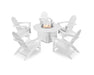 Polywood Polywood Vineyard Adirondack 6-Piece Chat Set with Fire Pit Table White Adirondack Chair PWS415-1-WH 190609066641
