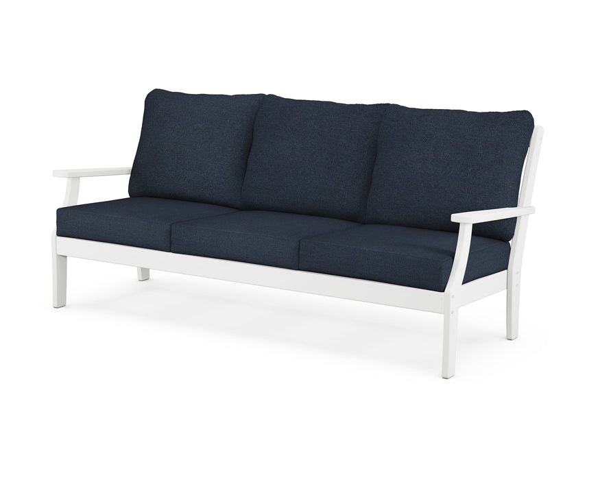 Polywood Polywood White Braxton Deep Seating Sofa White / Marine Indigo Sofa 4503-WH145991 190609139901