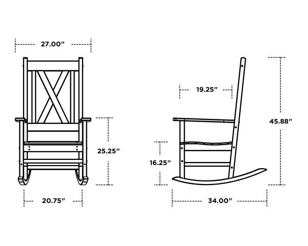 Polywood Polywood White Braxton Porch Rocking Chair White Rocking Chair R180WH 190609112669