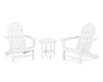 Polywood Polywood White Classic Adirondack 3-Piece Set White Adirondack Chair PWS417-1-WH 190609071331