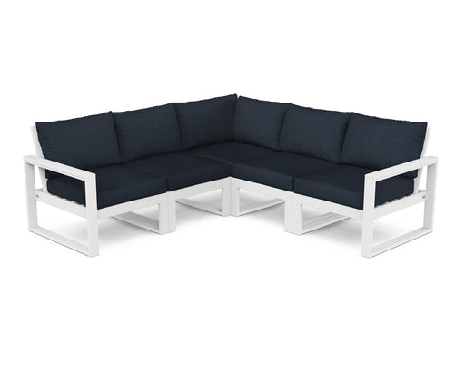 Polywood Polywood White EDGE 5-Piece Modular Deep Seating Set White / Marine Indigo Seating Sets PWS522-2-WH145991 190609146152
