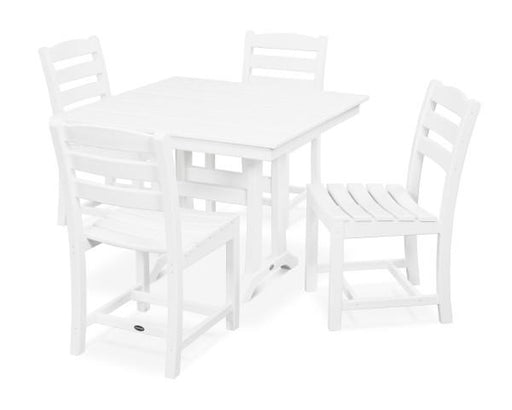 Polywood Polywood White La Casa Caf‚ 5-Piece Farmhouse Trestle Side Chair Dining Set White Dining Sets PWS438-1-WH 190609083730