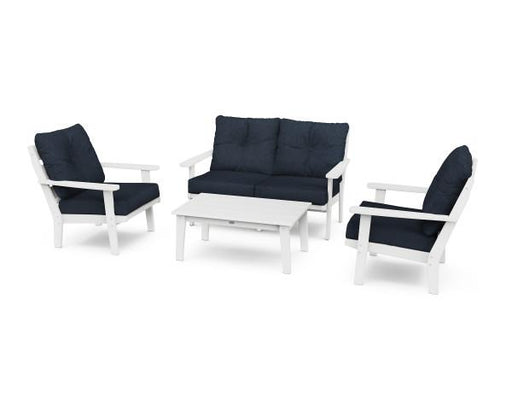 Polywood Polywood White Lakeside 4-Piece Deep Seating Set White / Marine Indigo Seating Sets PWS520-2-WH145991 190609145759