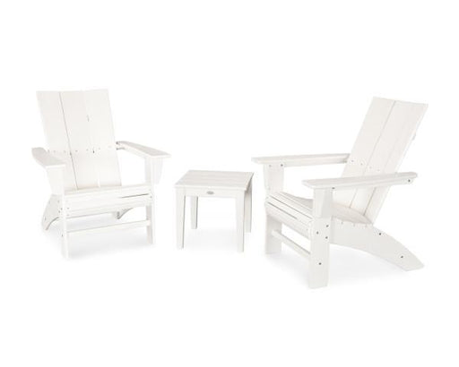 Polywood Polywood White Modern 3-Piece Curveback Adirondack Set White Adirondack Chair PWS420-1-WH 190609071805
