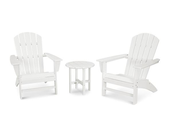 Polywood Polywood White Nautical 3-Piece Adirondack Set White Adirondack Chair PWS498-1-WH 190609128882